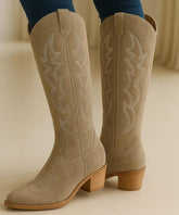 Bota Texana Feminina Western Cano Longo Camurça | Lesle